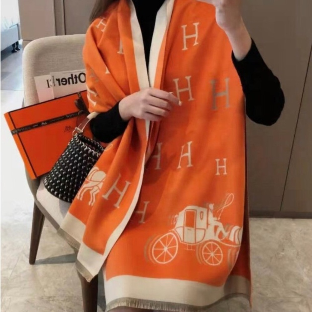 Hermes Equestrian Cashmere Shawl Scarf
